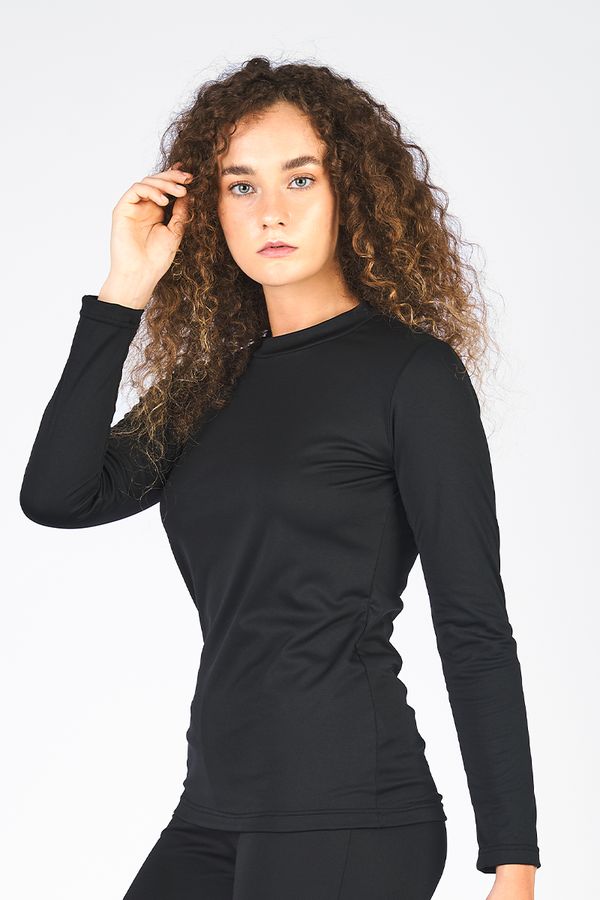 Camiseta Térmica Feminina Peluciada Segunda pele para Frio Preta